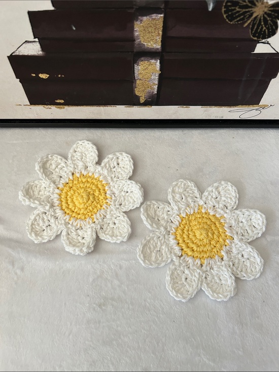 CreativelyM Other - Handmade Daisy Crochet Coasters - White and Yellow